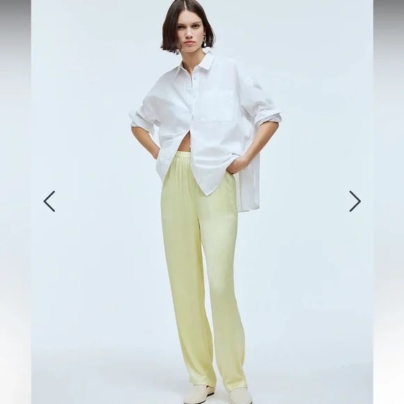 Madewell yellow satin pants NWT size large - Picture 2 of 9